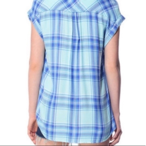 Rails Britt Tartan Plaid Cap Sleeve Button Front Top - Picture 14 of 14